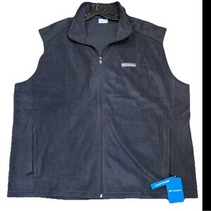COLUMBIA MEN'S BLACK SLEEVELESS FAST TREK FLEECE POCKET VEST Sz XXL NEW